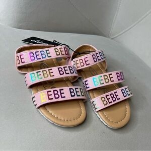 New! Bebe Toddler Girls Pink Gladiator Sandals Rainbow Size Toddler 9